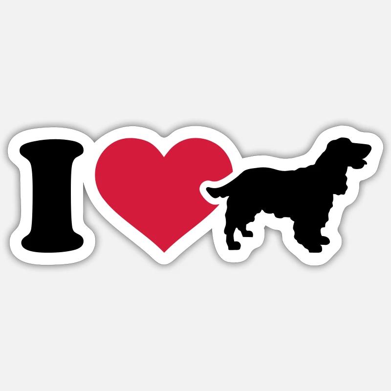 I love Cocker Spaniel - Sticker taille S (10 x 10 cm) - blanc mat