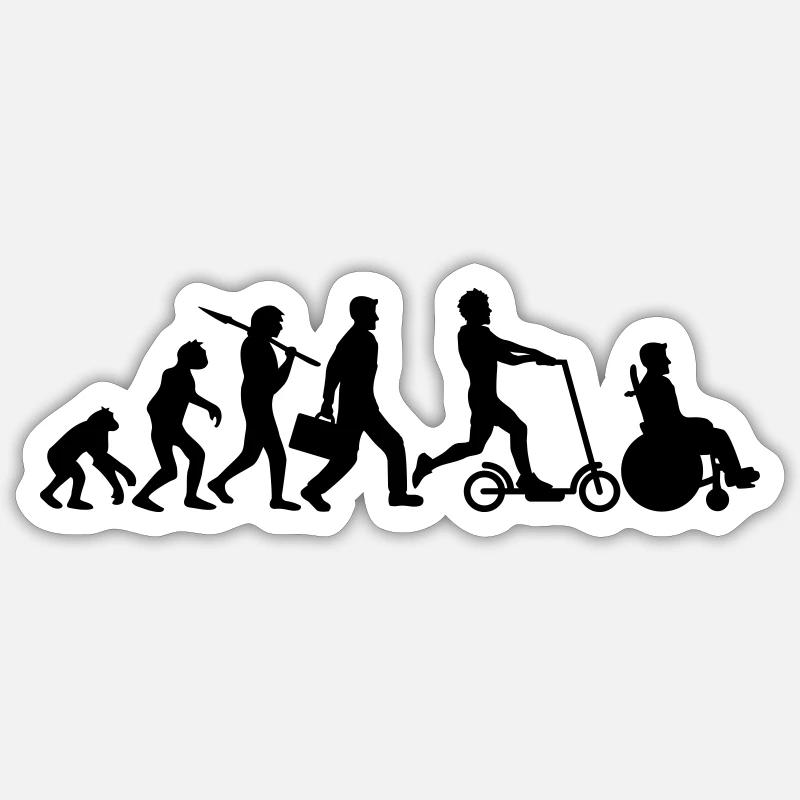 rollstuhl unfall schnell evolution e scoot - Sticker Größe S (10 x 10 cm) - Mattweiß