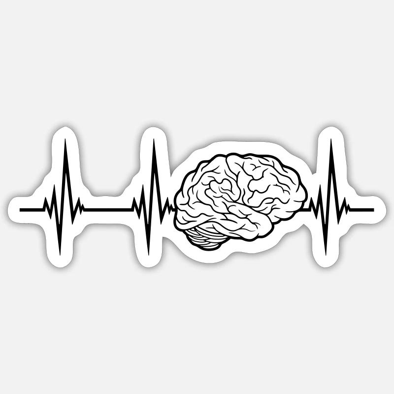 Conception du cerveau ECG - Sticker taille S (10 x 10 cm) - blanc mat