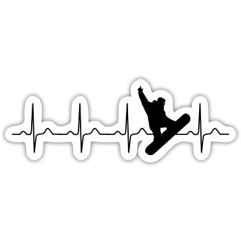 Snowboard heartbeat snowboarders mountain snow - Sticker size S (10 x 10 cm) - white matte - Front