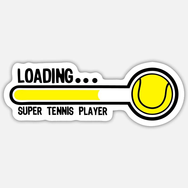 tennis loading super player - Sticker taille S (10 x 10 cm) - blanc mat