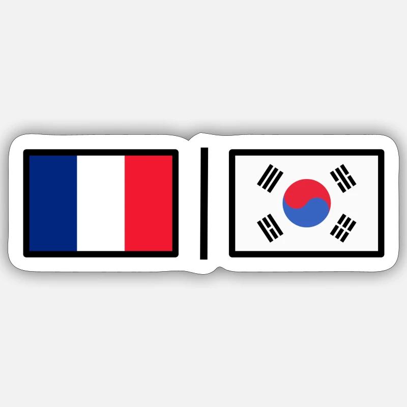 France - Corée - Sticker taille S (10 x 10 cm) - blanc mat