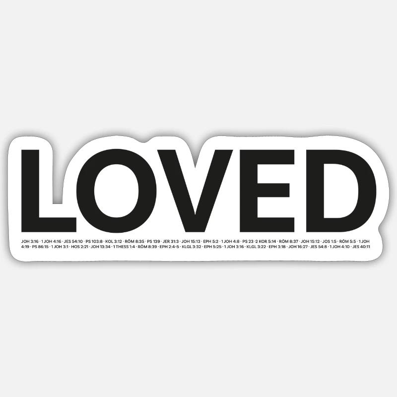 LOVED - underlined by Bible passages Sticker size S (10 x 10 cm)