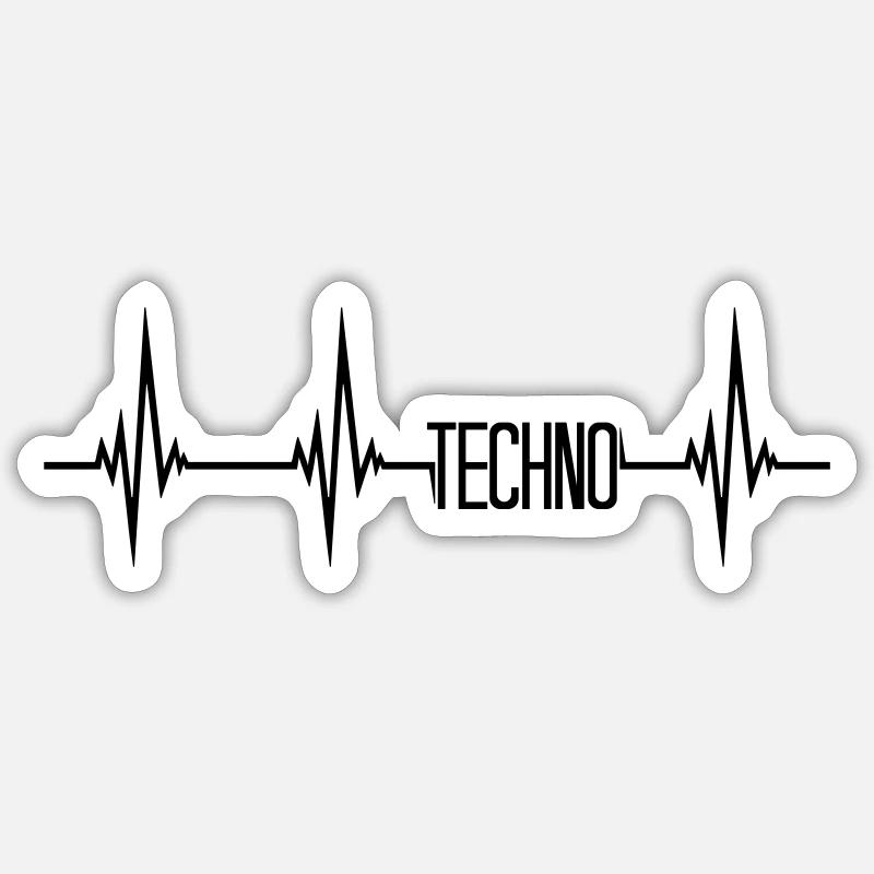 Heartbeat Pulse Techno - Sticker taille S (10 x 10 cm) - blanc mat