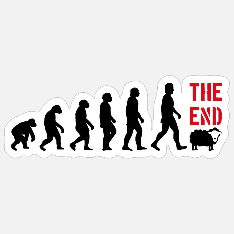 EVOLUTION MENSCH LUSTIG WITZIG DARWIN - Sticker Größe S (10 x 10 cm) - Mattweiß