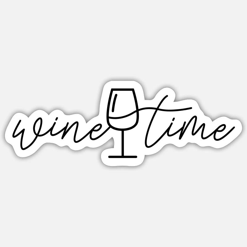 WINE TIME - Sticker taille S (10 x 10 cm) - blanc mat
