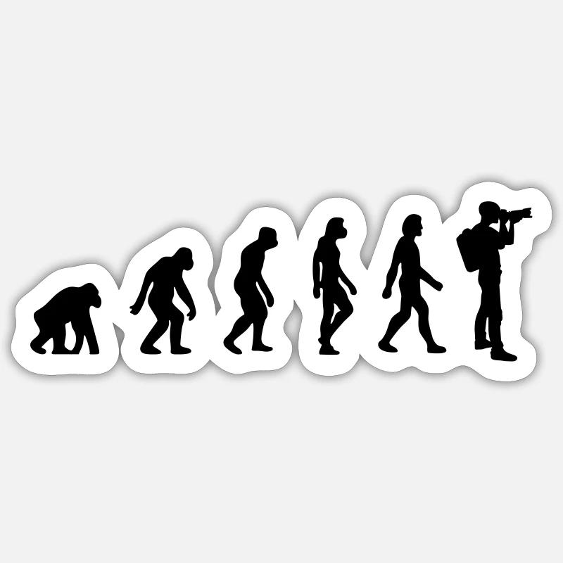 Evolution Fotograf - Sticker Größe S (10 x 10 cm) - Mattweiß
