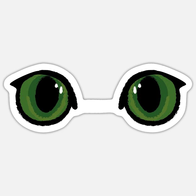 Yeux de chat verts - Sticker taille S (10 x 10 cm) - blanc mat