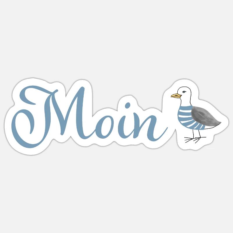 Moin Möwe - Sticker Größe S (10 x 10 cm) - Mattweiß