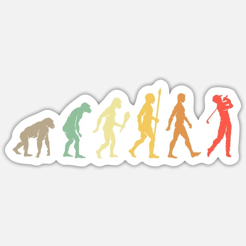 Vintage Golf Evolution Golfspieler Geschenkidee Sticker Größe S (10 x 10 cm)