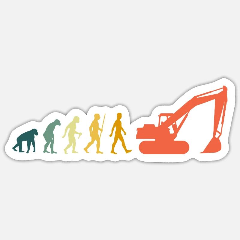 Bagger Evolution Baggerfahrer Retro Sticker Größe S (10 x 10 cm)