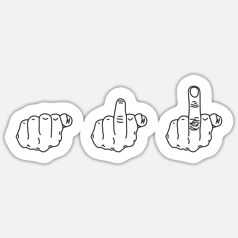 Mittelfinger - Sticker Größe S (10 x 10 cm) - Mattweiß