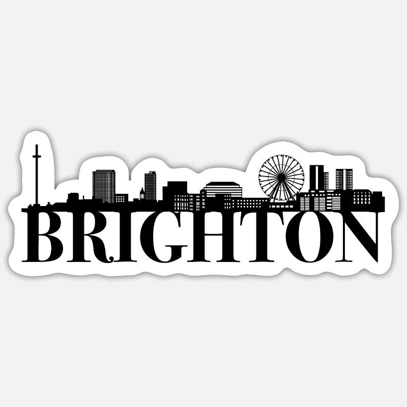 Brighton England Skyline Geschenk Idee UK Sticker Größe S (10 x 10 cm)