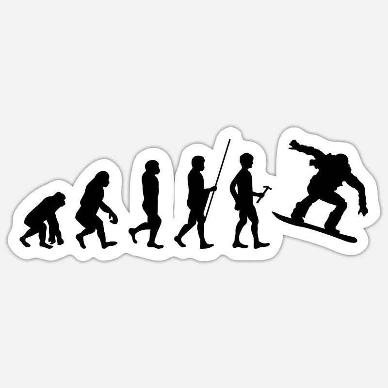 Evolution Snowboard Snowboarder - Sticker Größe S (10 x 10 cm) - Mattweiß