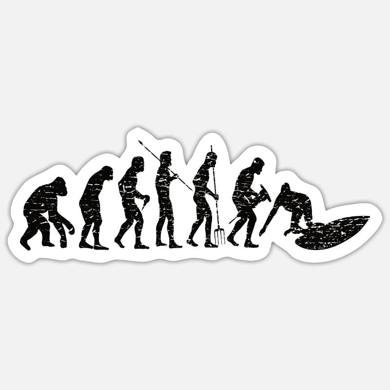 Surfer Evolution Surfing Surfboard Surfboard - Sticker size S (10 x 10 cm) - white matte