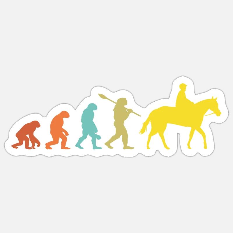 Vintage Evolution Cavalier De Cheval Cadeau Sticker taille S (10 x 10 cm)
