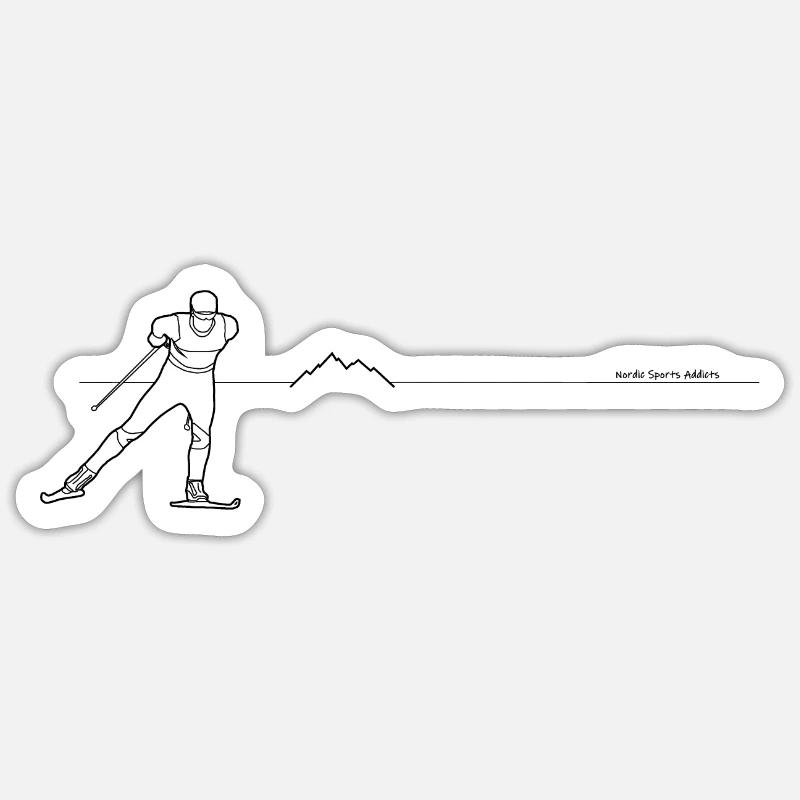 XC Skiing 01 - Line - black - Sticker size S (10 x 10 cm) - white matte