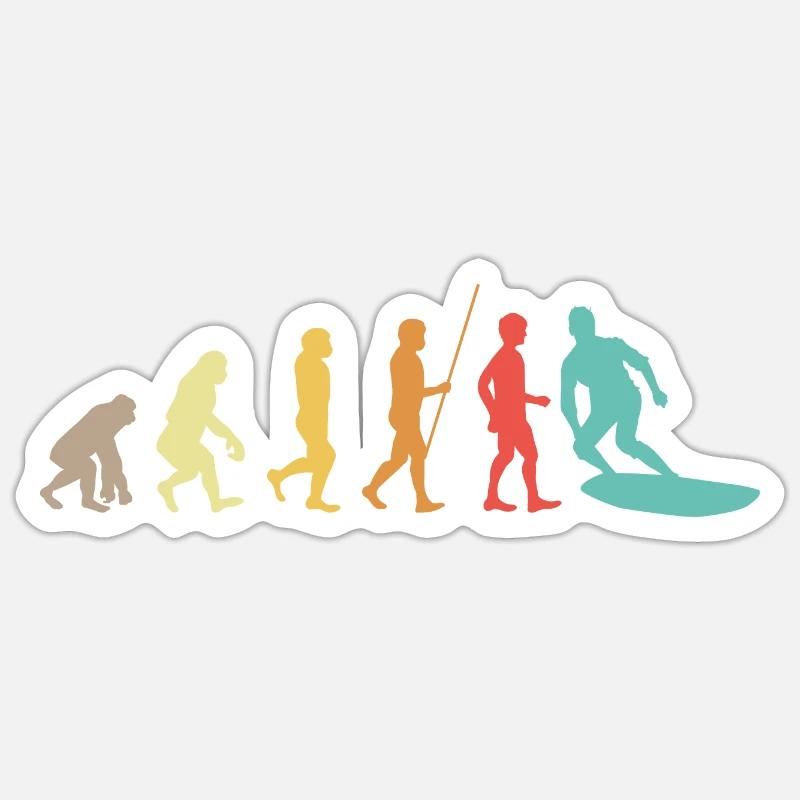 Surfer Surfen Surboard Evolution retro Sticker Größe S (10 x 10 cm)