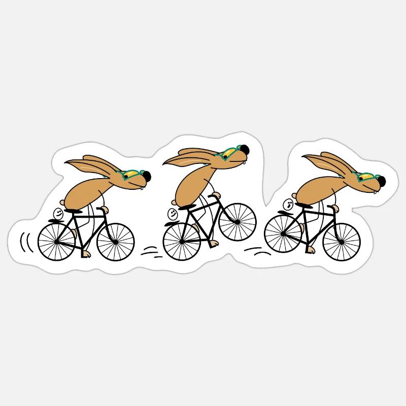 Bicycle rabbit funny - Sticker size S (10 x 10 cm) - white matte