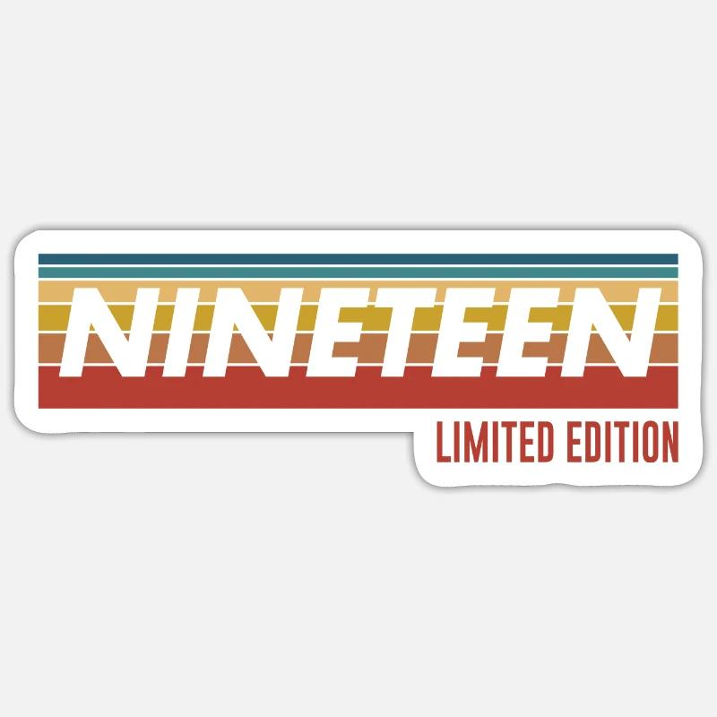 19. Geburtstag Geschenk Nineteen Sticker Größe S (10 x 10 cm)
