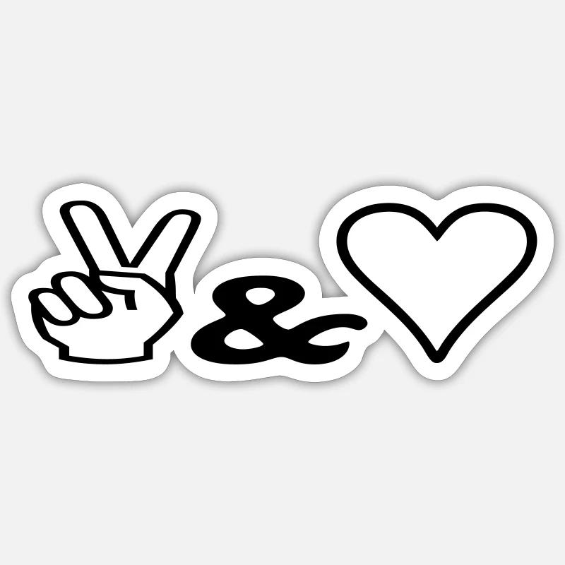 Peace & Love - Sticker size S (10 x 10 cm) - white matte