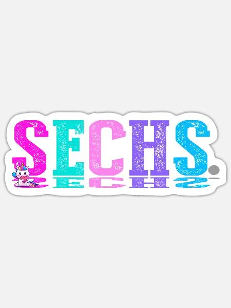 Mädchen 6. Jahre, Sechs Geburtstag Einhorn Design - Sticker Größe S (10 x 10 cm) - Mattweiß