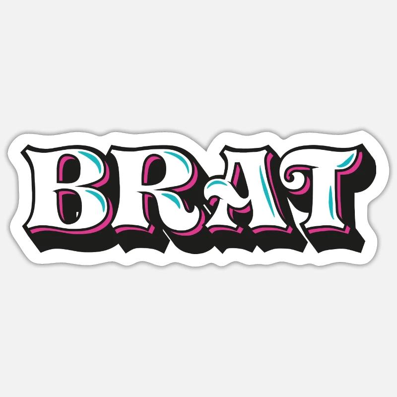 Brat, cheeky gore, 3D decorative writing, graffiti Sticker size S (10 x 10 cm)