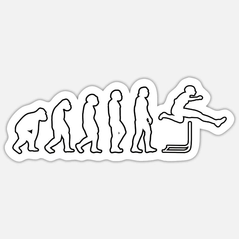 Hürdenlauf Evolution Hürdenläufer Leichtathletik - Sticker Größe S (10 x 10 cm) - Mattweiß