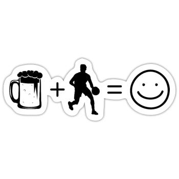 Bier Smile Face und Basketball 1 - - Sticker Größe S (10 x 10 cm) - Mattweiß - Vorne