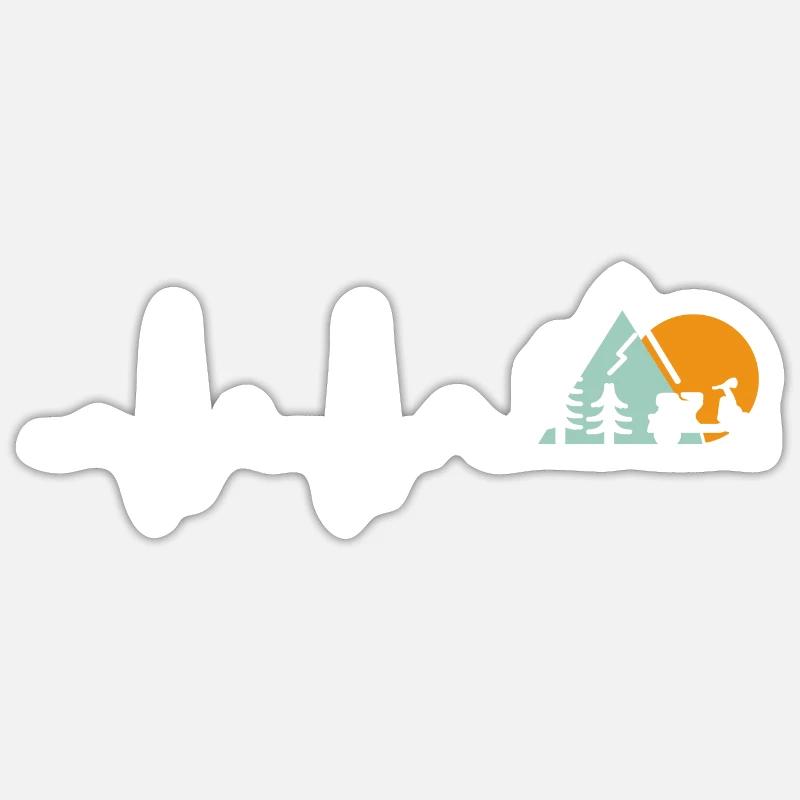 Roller Herz Puls Herzschlag Oldtimer alt Motorroll - Sticker Größe S (10 x 10 cm) - Mattweiß