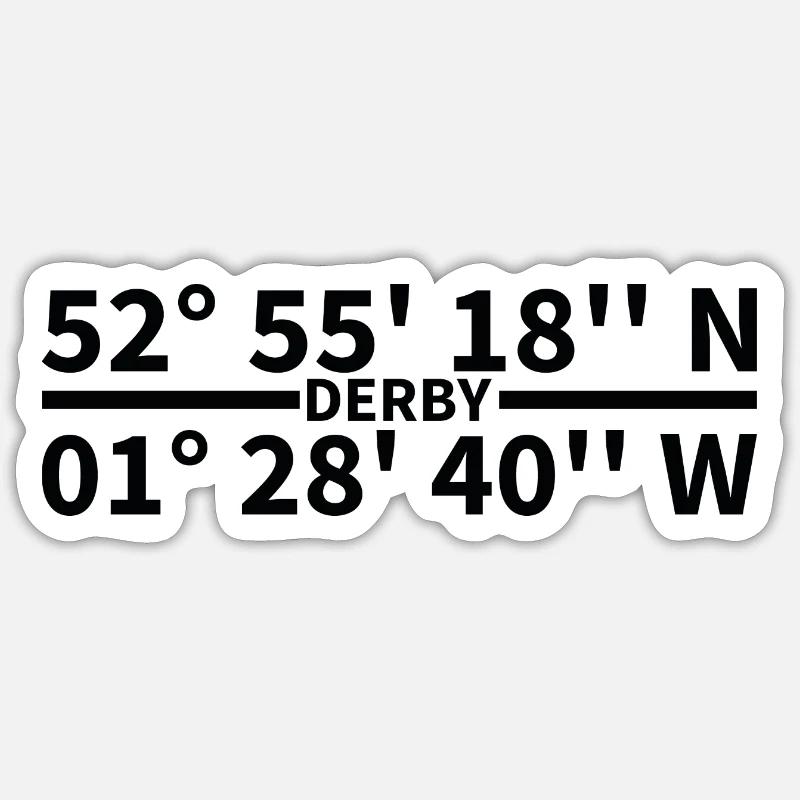 Coordonnées du derby - Sticker taille S (10 x 10 cm) - blanc mat