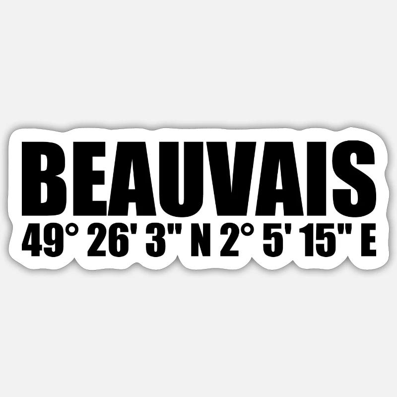 Coordonnées de Beauvais - Sticker taille S (10 x 10 cm) - blanc mat
