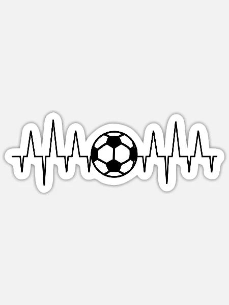 Der Fußball Herzschlag - Sticker Größe S (10 x 10 cm) - Mattweiß