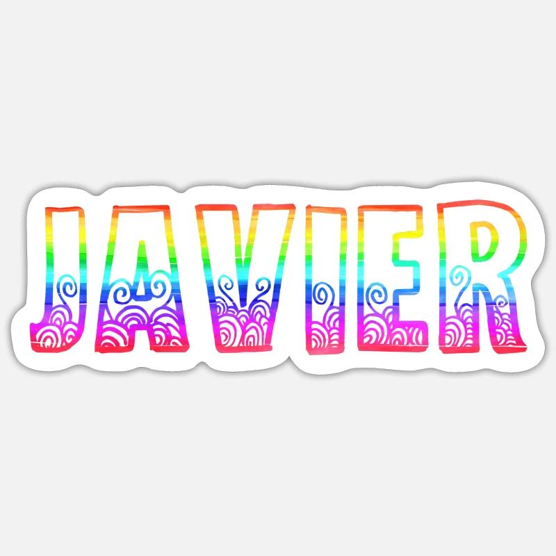 Javier RS Arc-en-ciel - Sticker taille S (10 x 10 cm) - blanc mat