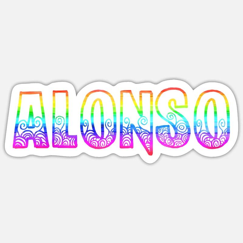 Alonso RS Arc-en-ciel - Sticker taille S (10 x 10 cm) - blanc mat