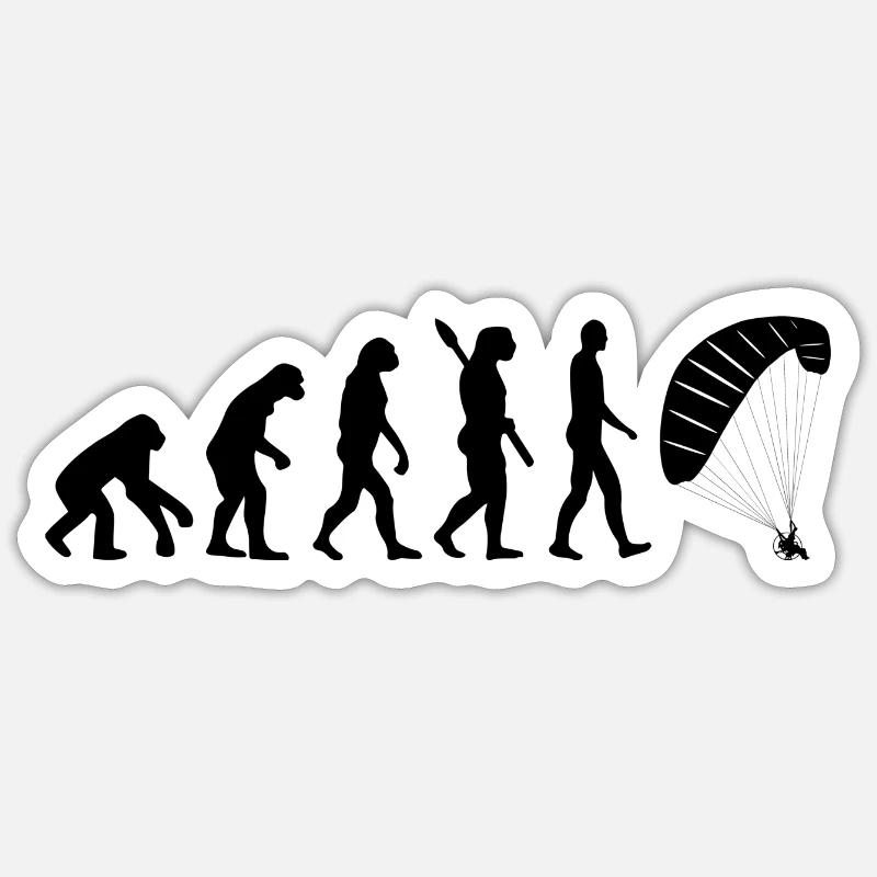 Evolution Graphic Paragliding Paraglider Skydiver Sticker Größe S (10 x 10 cm)