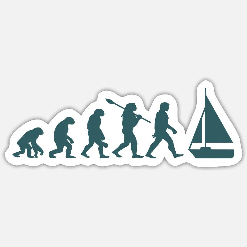 Evolution Segelboot Boot - Sticker Größe S (10 x 10 cm) - Mattweiß