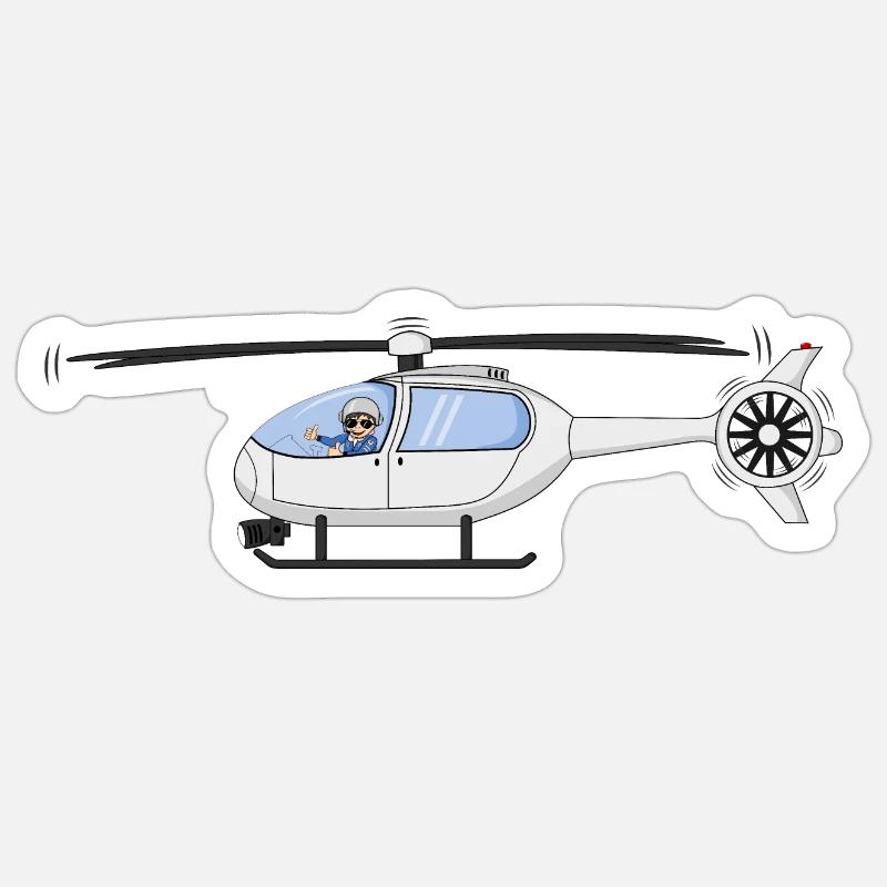 Pilot and helicopter white - Sticker size S (10 x 10 cm) - white matte