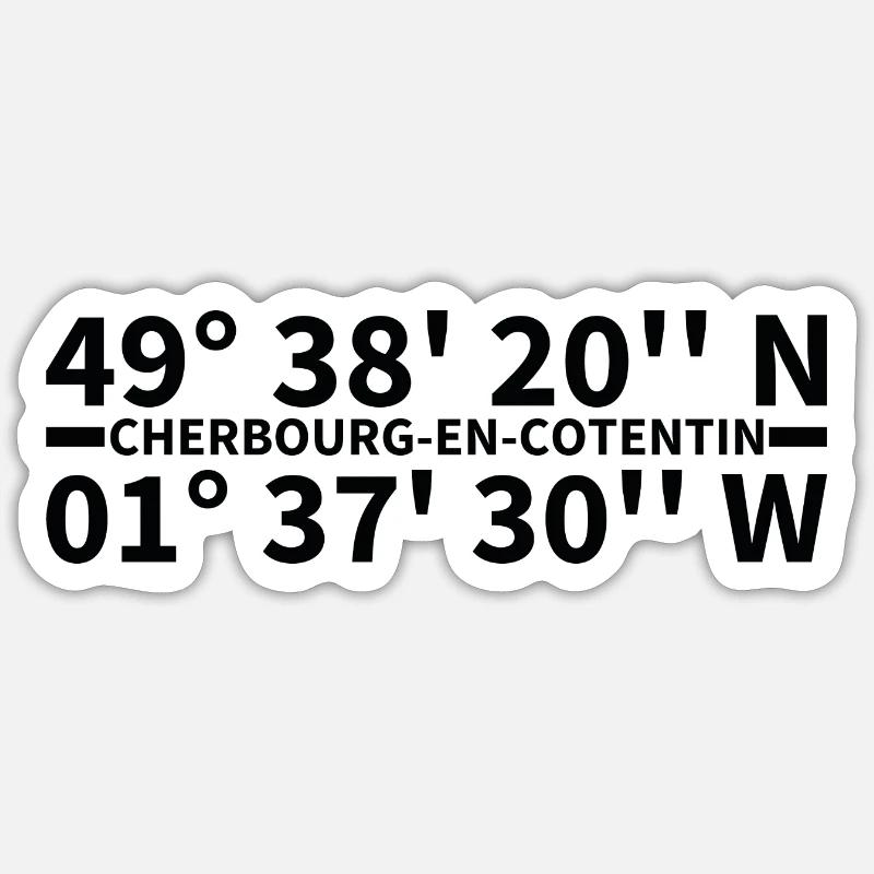 Coordonnées de Cherbourg-en-Cotentin - Sticker taille S (10 x 10 cm) - blanc mat