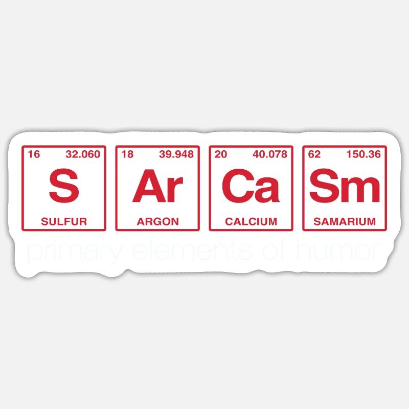 Lustige Sprüche: SARCASM - Perdiodensystem - Sticker Größe S (10 x 10 cm) - Mattweiß