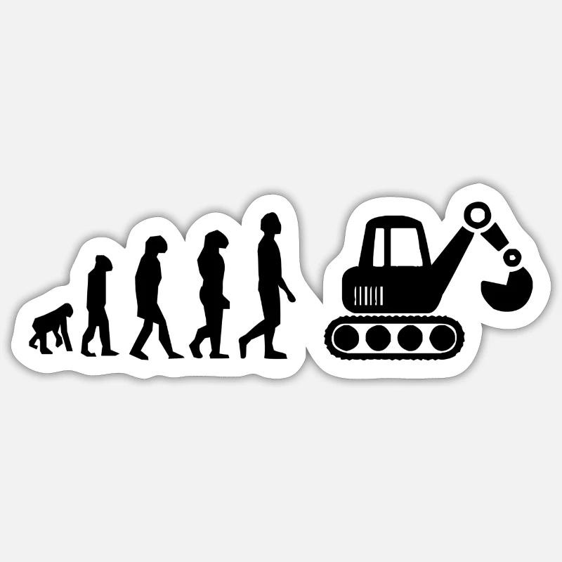 Pelle mécanique évolution - Sticker taille S (10 x 10 cm) - blanc mat