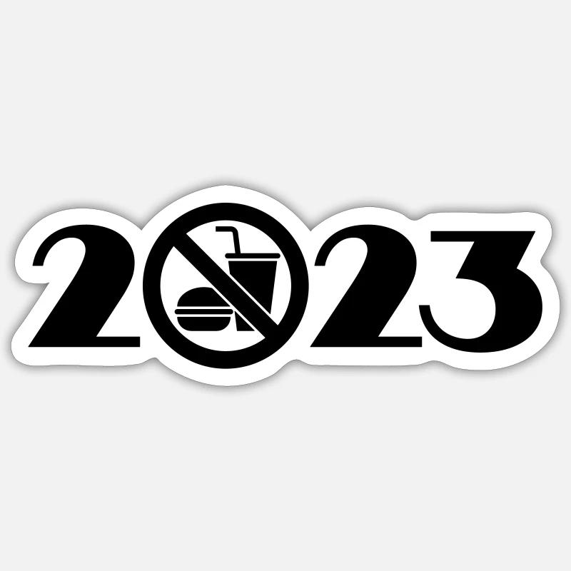 Diet 2023. Eating and drinking prohibited. Sticker size S (10 x 10 cm)