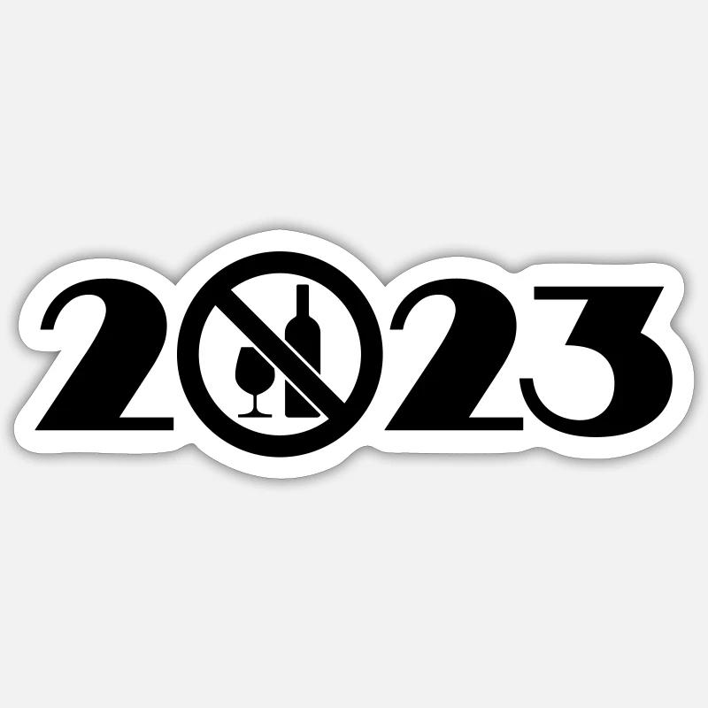 Interdiction de l’alcool 2023.Arrêtez de boire de l’alcool 2023 - Sticker taille S (10 x 10 cm) - blanc mat