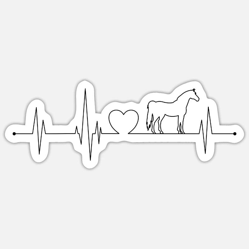 Pferd Herzschlag - Sticker Größe S (10 x 10 cm) - Mattweiß