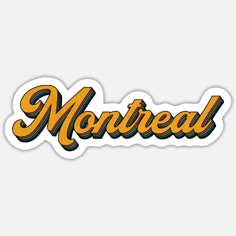 Montreal Retro Script Multicolor Shadow Sticker size S (10 x 10 cm)