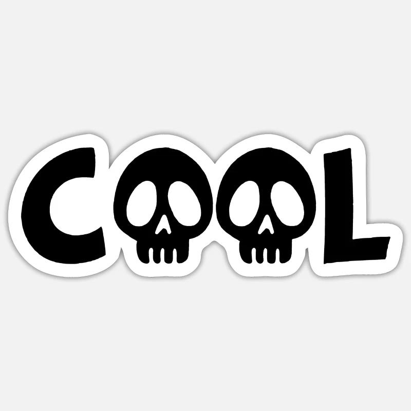 Crâne et cool (noir) - Sticker taille S (10 x 10 cm) - blanc mat