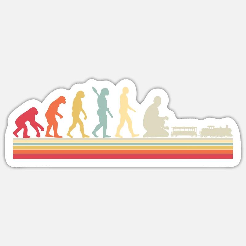 Evolution of Human Train Model Railway - Sticker size S (10 x 10 cm) - white matte