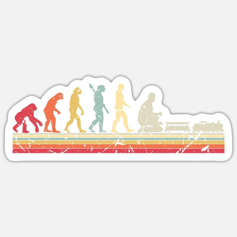 Évolution du chemin de fer miniature de train humain Sticker taille S (10 x 10 cm)