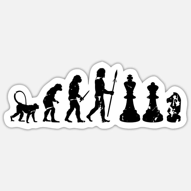 Development of chess - Sticker size S (10 x 10 cm) - white matte