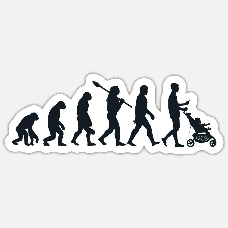 Die Evolution des Super Papa - Neues Papa-Geschenk Sticker Größe S (10 x 10 cm)